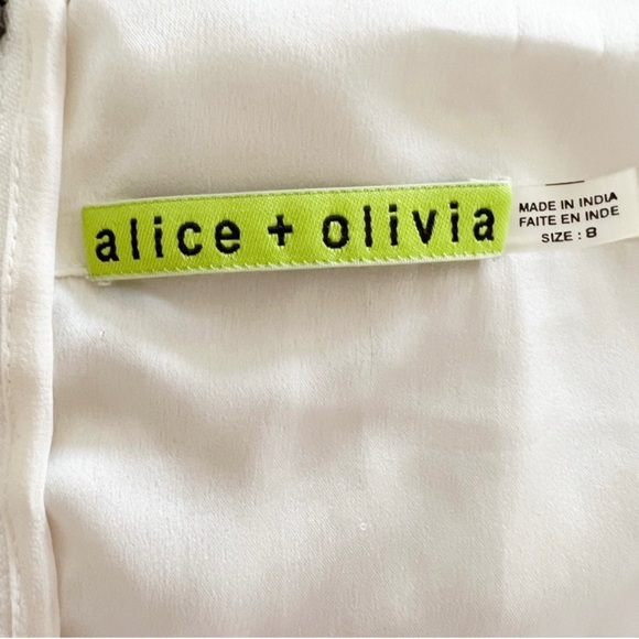 ALICE + OLIVIA Silk White Sequin Beaded Fringe Mini Skirt Size 8 - Picture 8 of 9